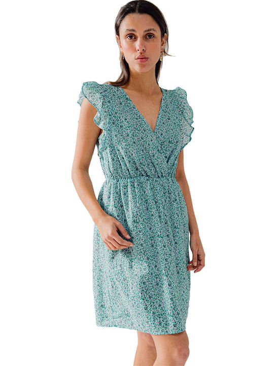 C'est Beau La Vie Sommer Mini Kleid mit Rüschen Hellblau
