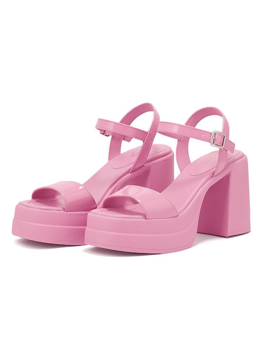 Aldo Platform Synthetic Leather Women's Sandals Pink with High Heel