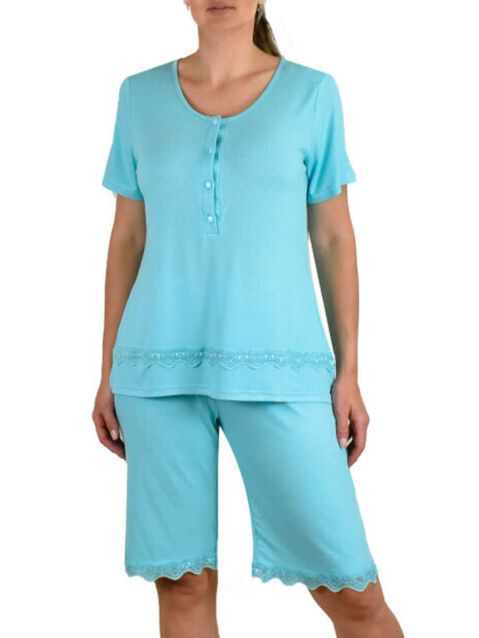 Secret Point Summer Women's Pyjama Set Turquoise