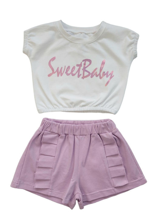 Sweet Baby Kids Set with Shorts Summer 2pcs White