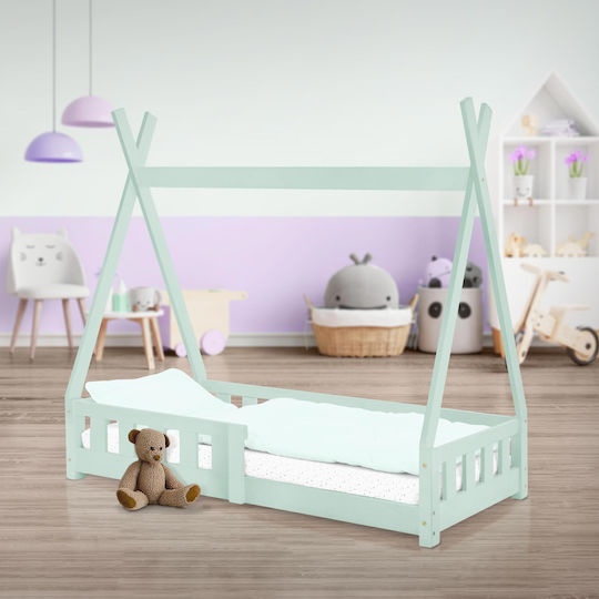 Kids Bed Single Green for Mattress 70x140cm