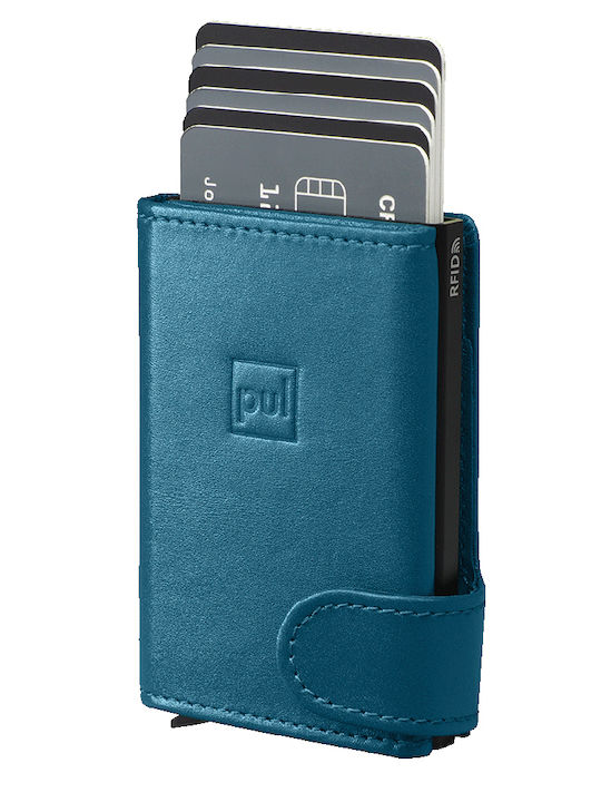 Leather Men's Wallet Classic with RFID Blue
