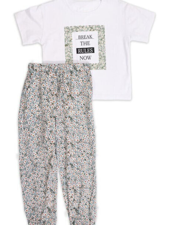 New College Kids Set with Pants Summer 2pcs White