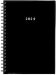 Next basic XL Zilnic Agenda Negru 2024 Spiral 21x29cm