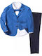 Online Boys Baptism Suit with Vest 5pcs Blue