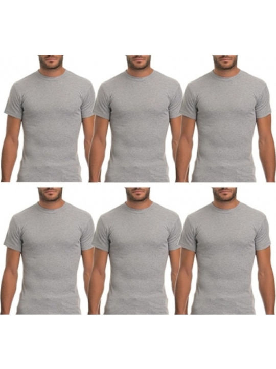 Ανδρικές Φανέλες Κοντομάνικες Γκρί 6Pack