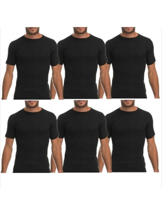 Onurel Men's Short Sleeve Undershirts Black 6Pack 583