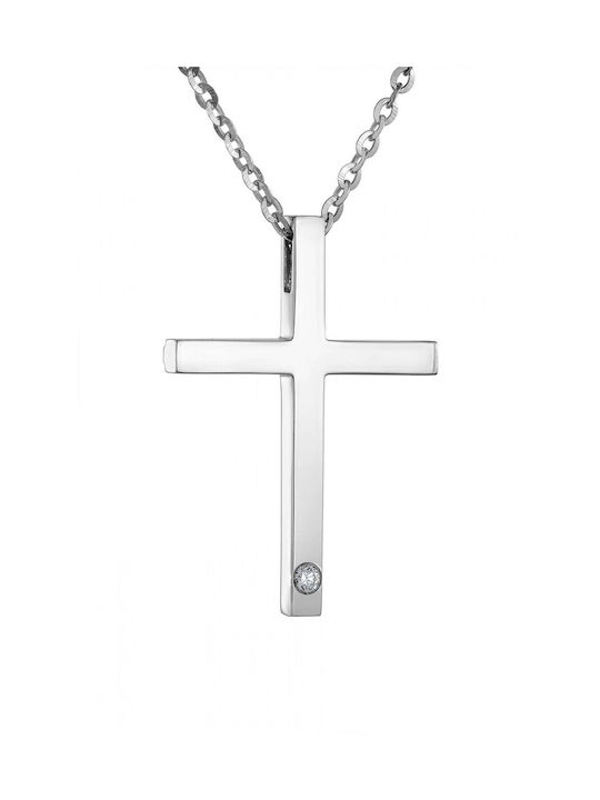 Damen Weißgold Kreuz 18K mit Kette