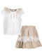 Miss Rose Kids Set with Skirt Summer 2pcs White