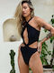 Swimsuit with Cutouts and Removable Padding Black