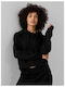 Cropped Women's Sweatshirt Hooded Black
