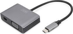 Digitus DA-70825 USB-C male σε VGA / mini DisplayPort female