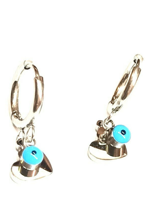 Amalfi Accessories Hypoallergenic Kids Earrings Hearts made of Steel Silver-Blue