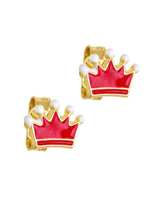 Gold Studs Kids Earrings Crowns 14K