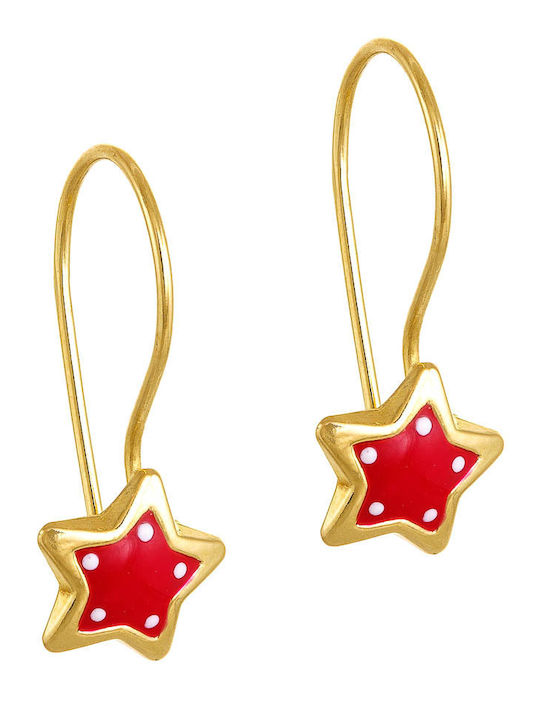 Gold Pendants Kids Earrings Stars 14K