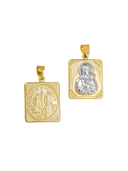 Pendant Kids Talisman Double Sided with Virgin Mary from Gold 14K FLD2136