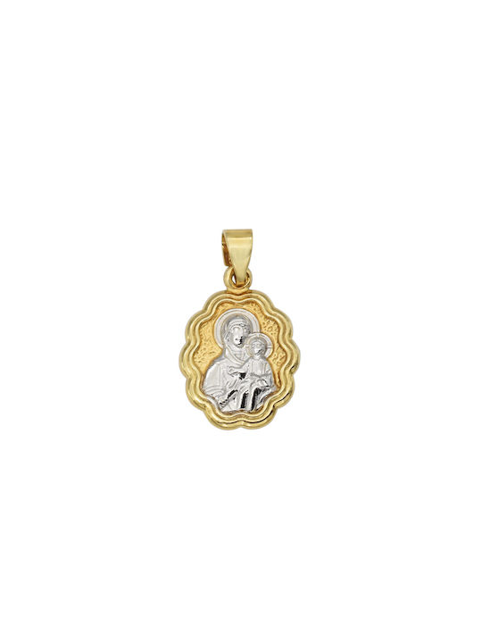 Anhänger Kinder Amulett mit der Jungfrau Maria aus Gold 14K OIKF021-0