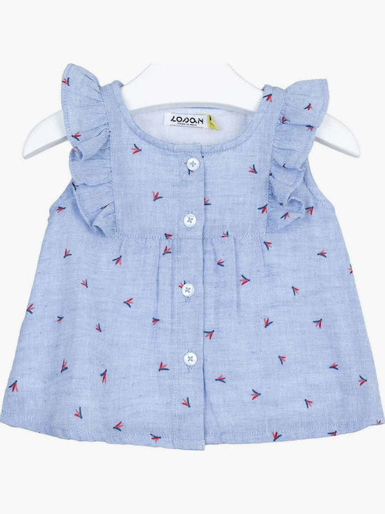 Kids Shirt Sleeveless Linen Light Blue