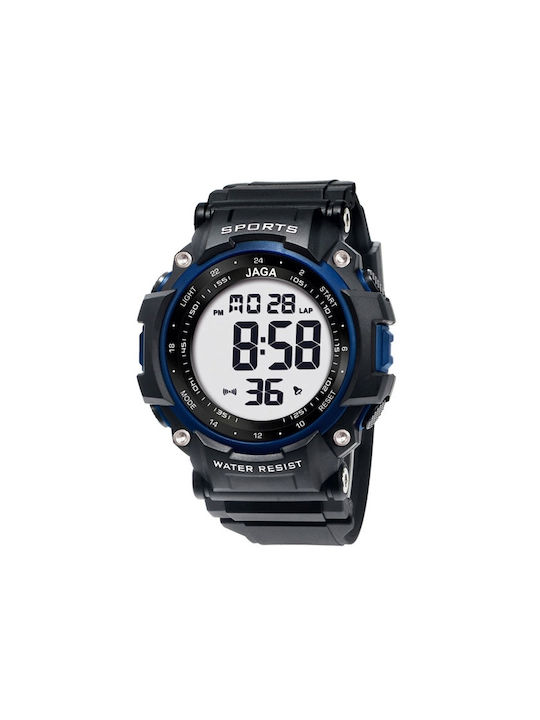 Jaga Digital Battery Watch with Rubber Strap Black