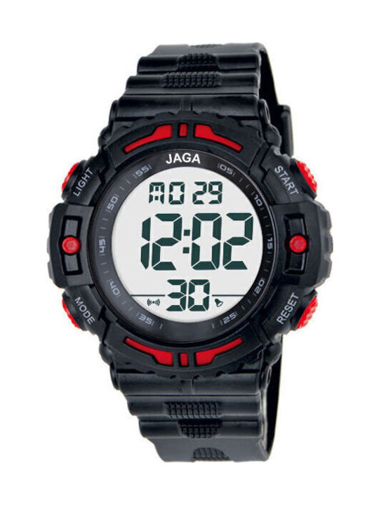 Jaga Ceas Digital Barbatesc 45mm Baterie cu Cauriuc Culoare Neagra / Roșu