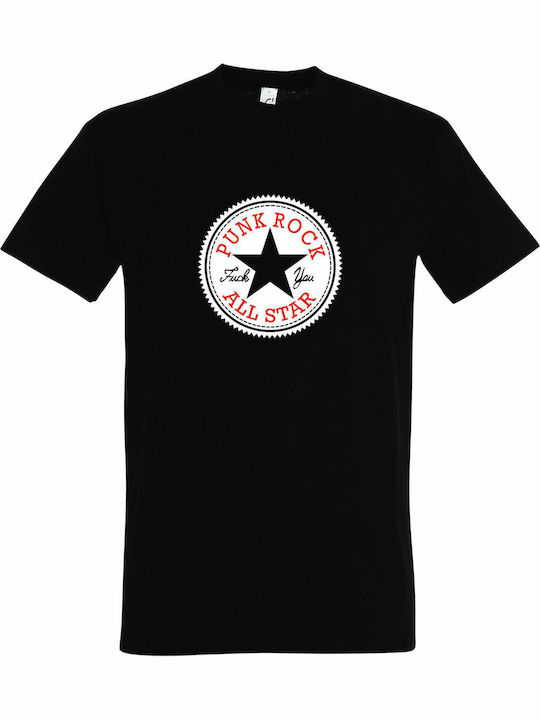 Punk Rock Star, All Star T-shirt Μαύρο Βαμβακερό