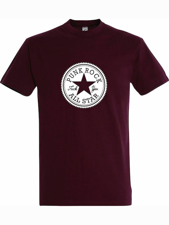 Punk T-shirt Burgundisch Baumwolle