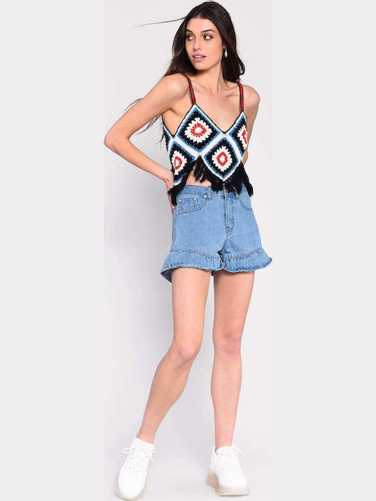 Glamorous Women's Jean High Waist Shorts Blue