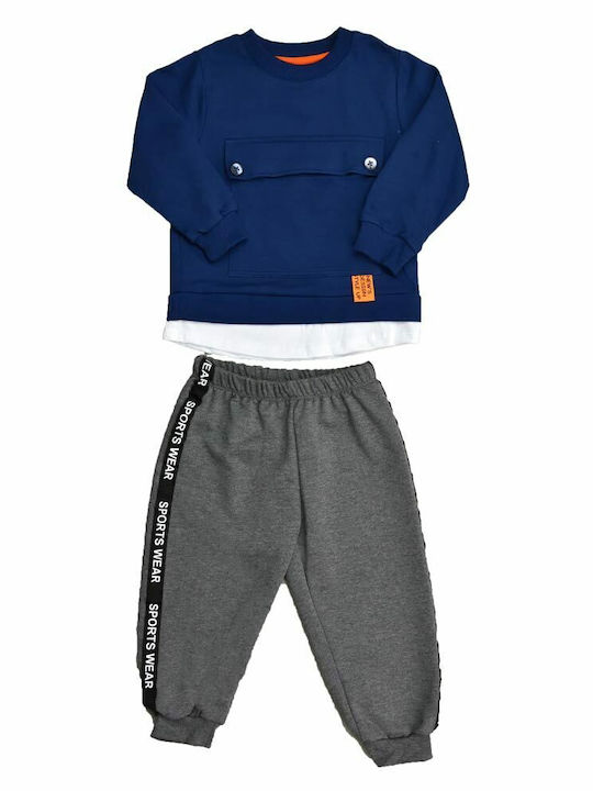 Potre Kids Sweatpants Set Blue 2pcs