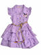 Children's Dress Short Sleeve Set with Accessories Purple