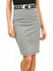 Pencil High-waisted Midi Skirt Checked Ecru