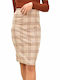 Pencil High-waisted Midi Skirt Checked Orange