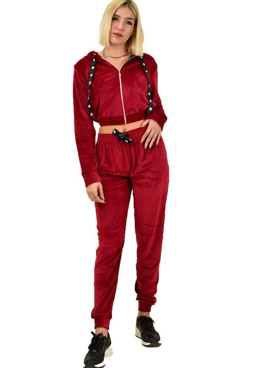 Potre Damen-Sweatpants-Set Rot Samt