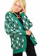 Potre Long Women's Knitted Cardigan with Buttons Green