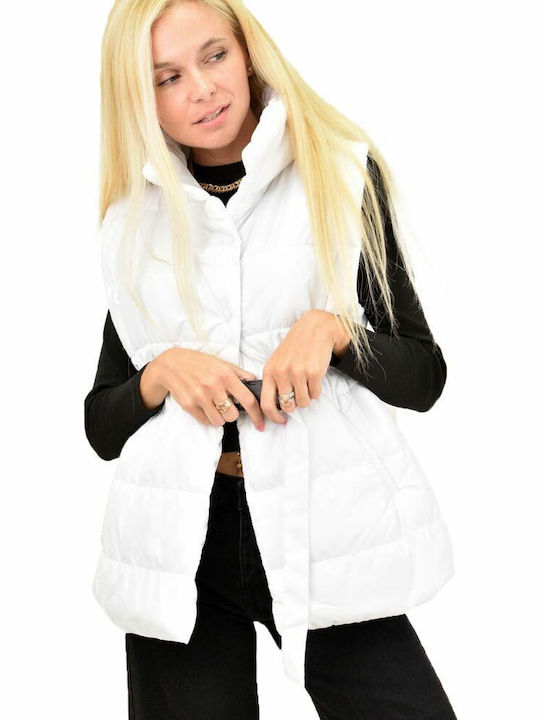 Potre Women's Short Puffer Jacket for Winter White