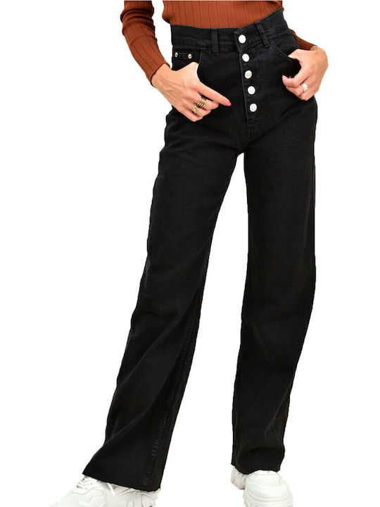Women's Jean Trousers in Straight Line Black