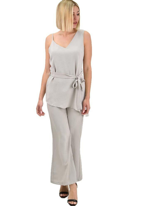 Potre Women's Gray Set with Trousers in Straight Line