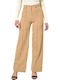Women's Fabric Trousers Slim Fit Beige