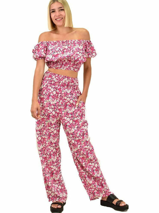Femei Roz Set cu Pantaloni Floral