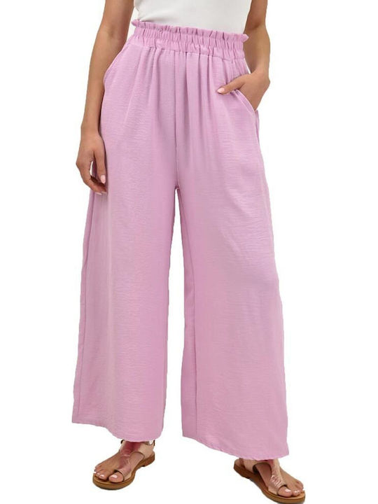 パンツ LIU JO Woman Pants Violet VA5065TS330 C3649 Cotton palazzo trousers colour purple | Liu Jo