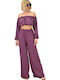 Women's Purple Set with High-waisted Pants with Elastic