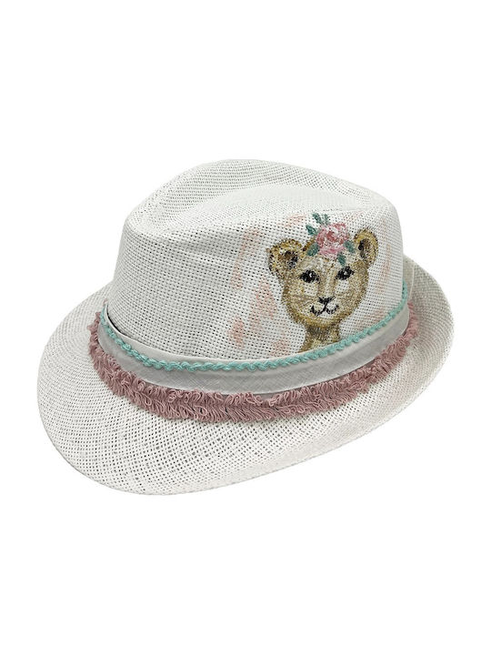 Kids' Hat Fedora Straw White