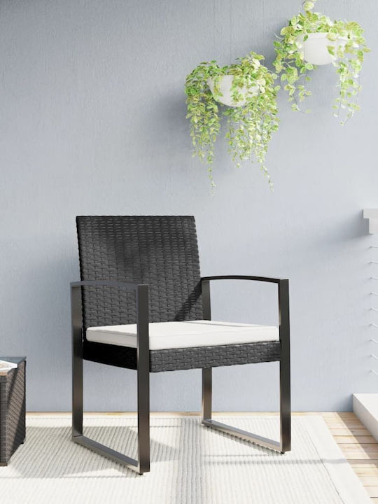 Outdoor Chair Polypropylene Black with Cushion 2pcs 47.5x52.5x77.5cm