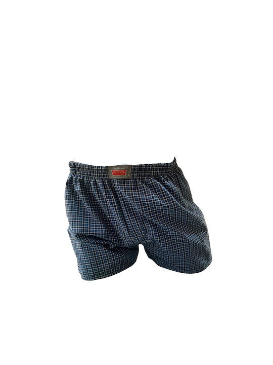 Pegasus 160612 Herren Boxershorts Blau Kariert 1Packung