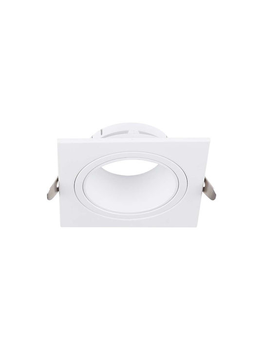 V-TAC Square Metallic Recessed Spot with Socket GU10 in White color