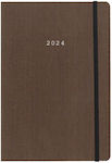 Next Fabric Flexi Daily Agenda 2024 Brown 14x21cm