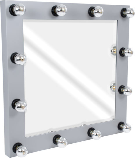 GloboStar Wandspiegel 80x80-3 Rechteckiger Grauer & LED Beleuchtung 80x80cm GloboStar Wandspiegel 80x80-3 Rechteckiger Grauer & LED Beleuchtung 80x80cm