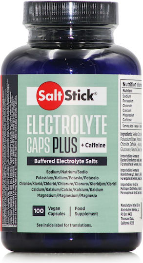SaltStick Electrolyte Caps Plus Caffeine Unflavoured 100 veg. Kappen