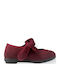 Kids Suede Ballerinas with Hoop & Loop Closure Burgundy