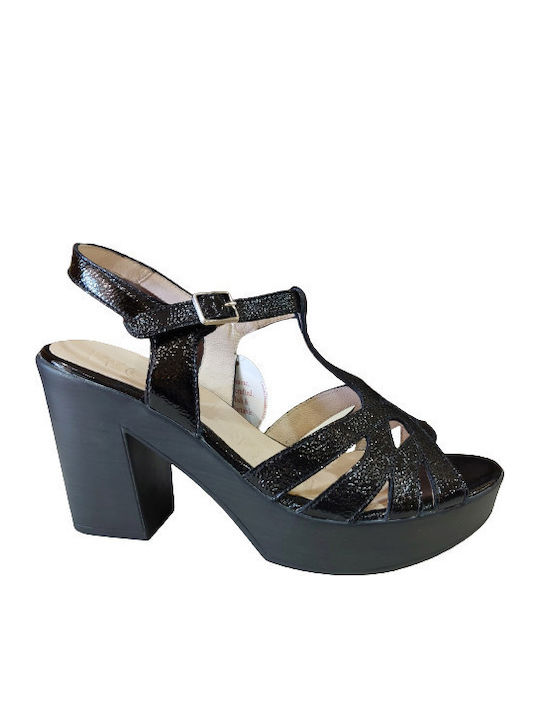 Wonders Leder Sandalen Schwarz