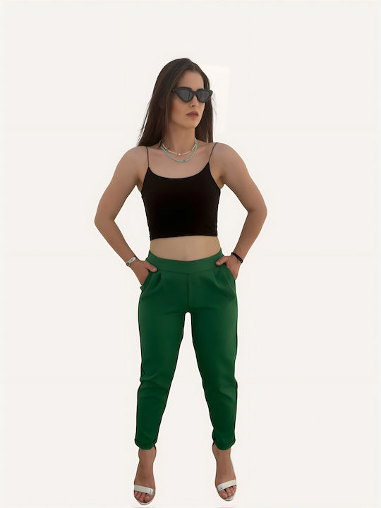 Sateen Γυναικείο Υφασμάτινο Παντελόνι Πράσινο